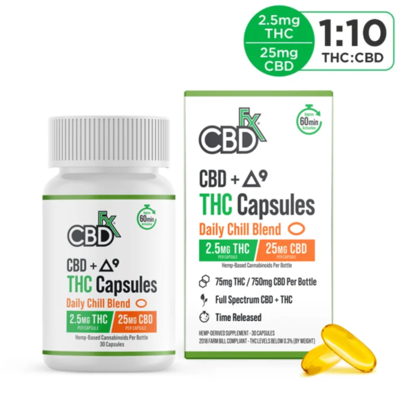 CBDFX CBD+Delta-9 THC Softgels Daily Chill Blend